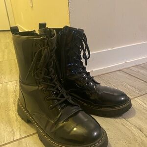Black Lace-Up Combat Boots